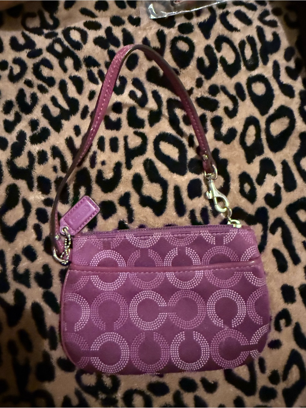 Coach Purple Circle-Pattern OP-Art Shoulder Bag